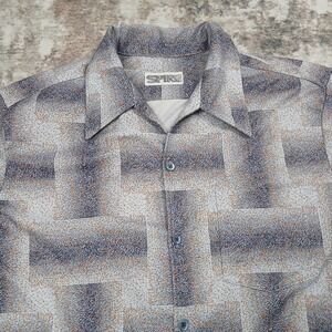 Vintage 70s SPIRE California Shirt Mens Large Geometric Dagger Collar